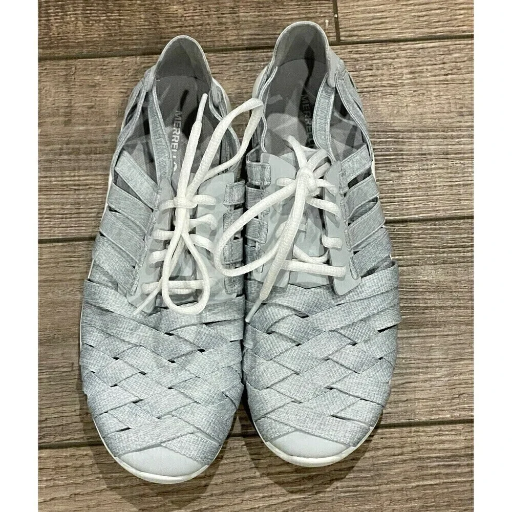 MERRELL Women's Weave Size 7 Lightweight Sneakers HIGH RISE Shoes Grey Sneakers